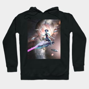 Cowboy Space Alien Riding Laser Shark Hoodie